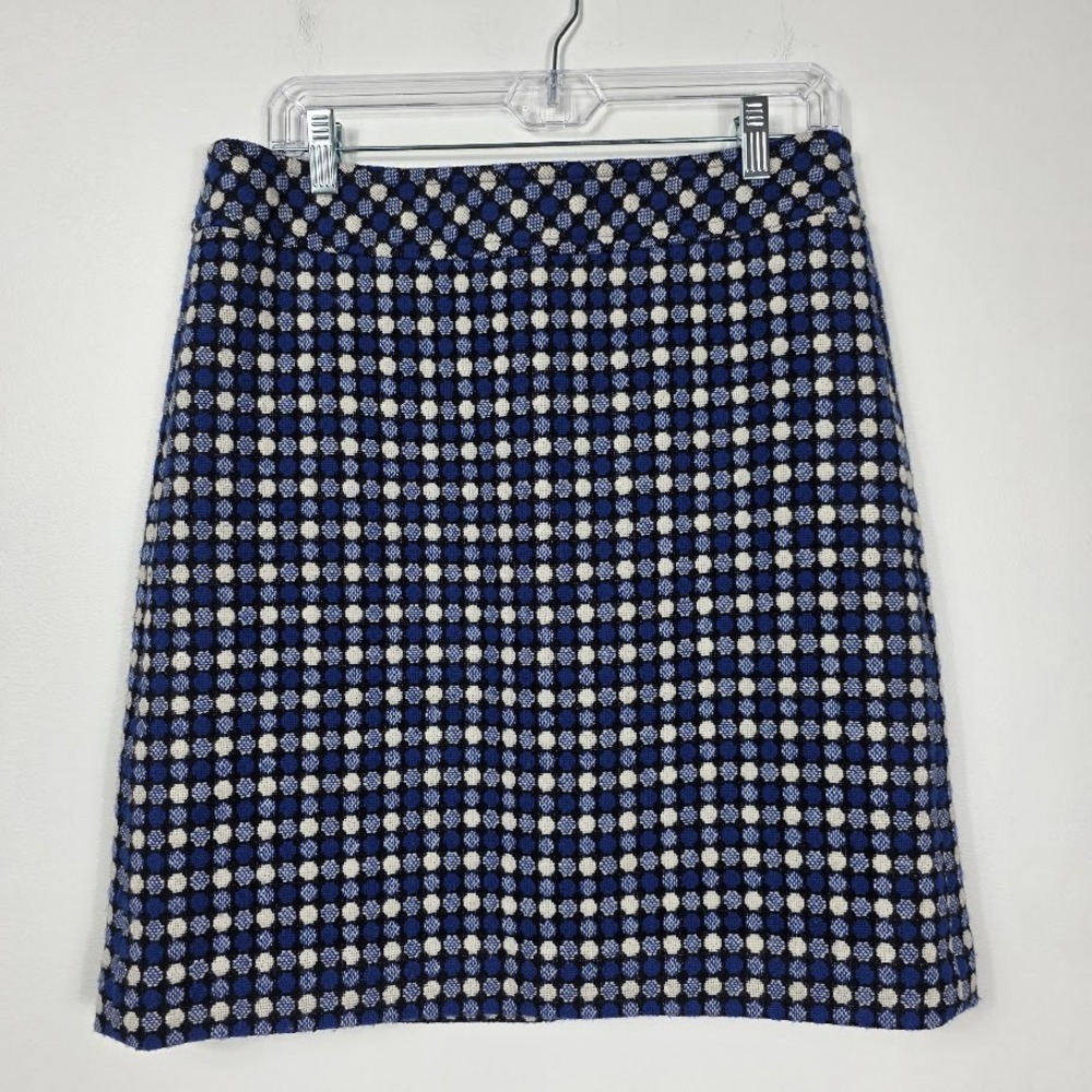 Talbots Womens Size 8‎ A Line Skirt Blue White Black Geometric Tweed Textured